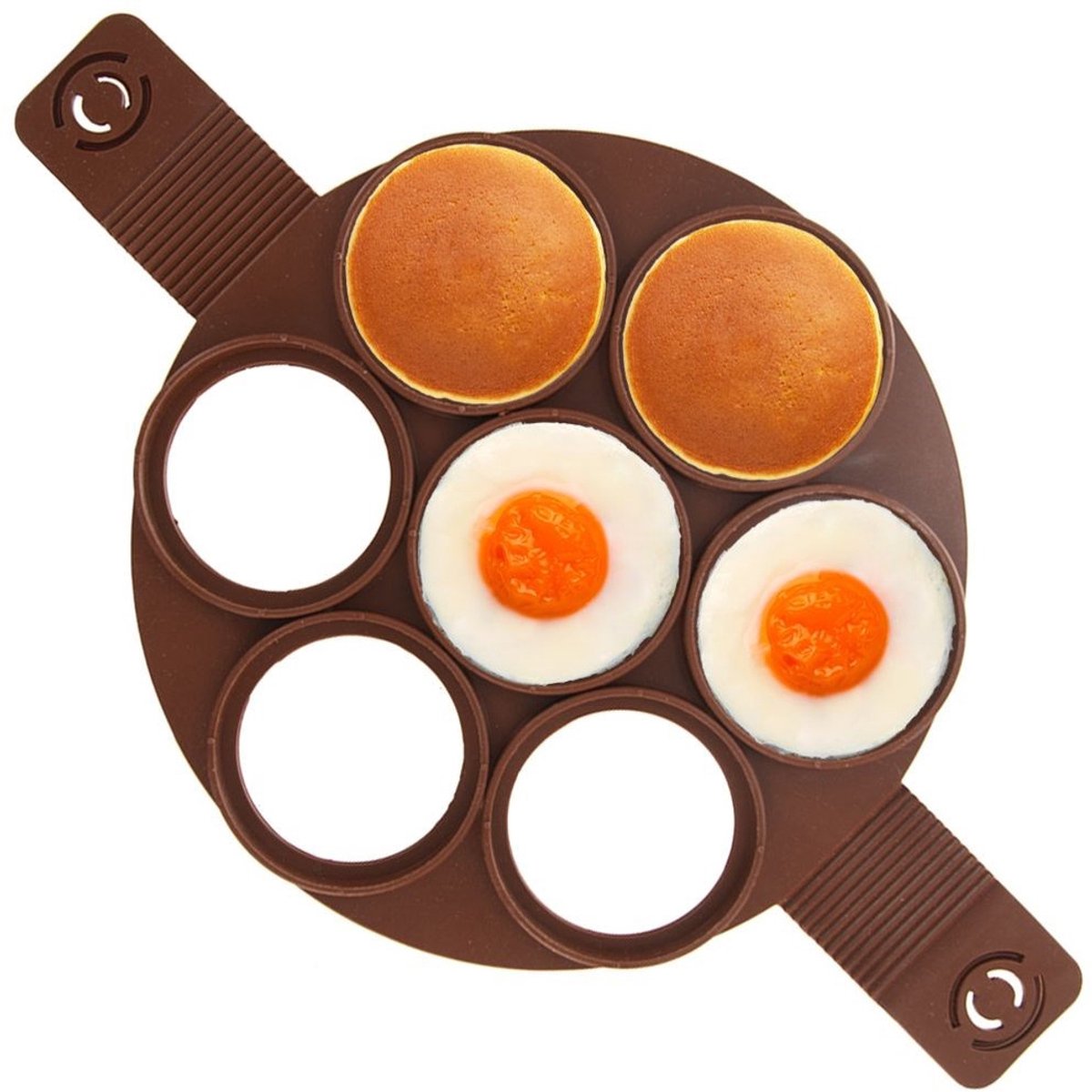 Orion SILLINIE Serie - Siliconen Eierbakvorm - 24 cm - Ergonomische Handgreep - Bruin
