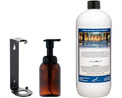 Hairconditioner Hammam Herbal 300 ml - zeepdispenser amber bruin met pomp + 1 liter (inclusief beugel)