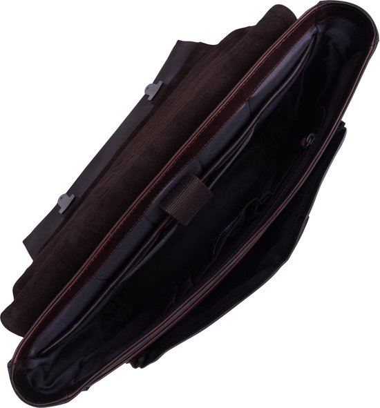 strellson Cuir Sac à épaule bandoulière Sac d'ordinateur portable pour ordinateur portable Brick Lane Messenger Dark Brown Brun