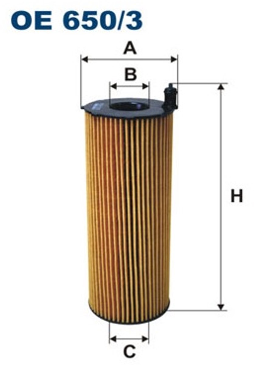 Filtron OE650/3 - Oliefilter - Filterinzet - Ø 76 mm - Hoogte 200 mm - Binnendiameter 29 mm
