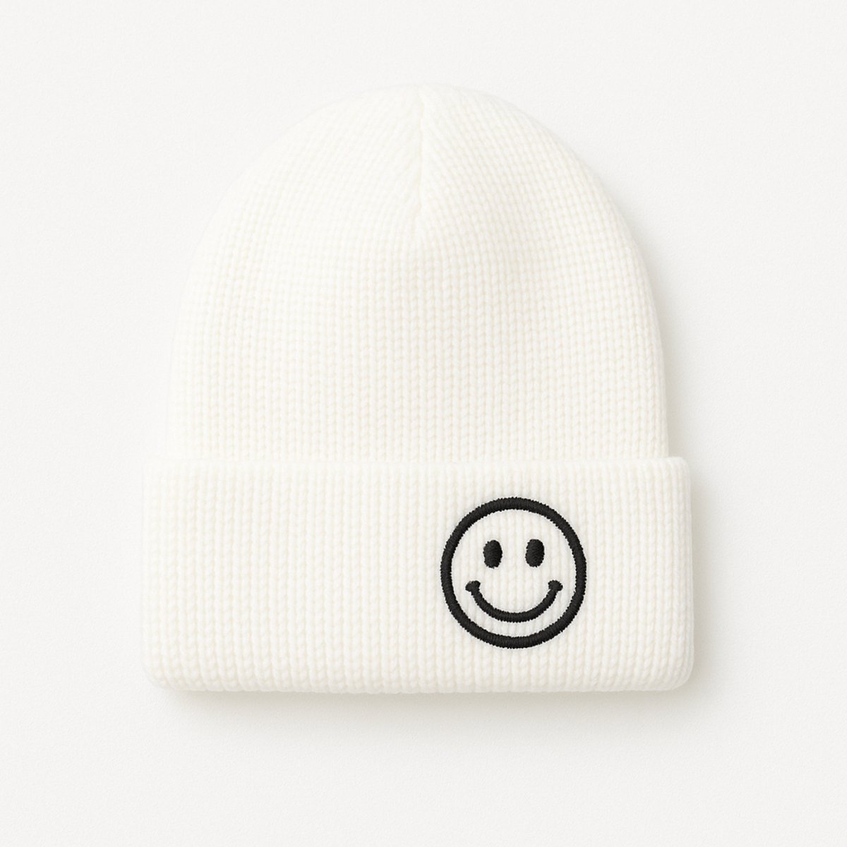 Hidzo Beanie - Muts - Smiley - Polyester - Wit - Kindermuts