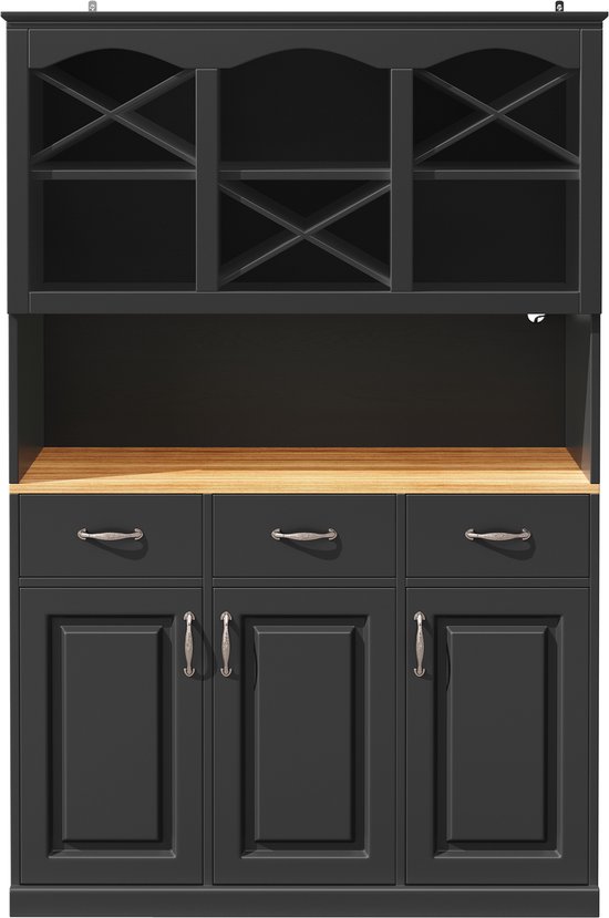 Keukenbuffet 120x40x179cm - 4 Deuren 3 Lades 8 Planken - Hoge Kast Met Led Verlichting Retro Stijl Groen Keukenbuffet 120x40x179cm - 4 Deuren 3 Lades 8 Planken - Hoge Kast Met Led Verlichting Retro Stijl Groen