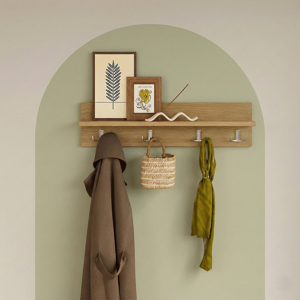 LUNOR® Leon - Kapstok - Wandkapstok- 4x2 haken - Pijnboom - 60 cm