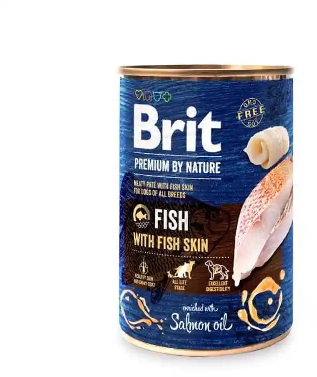 Brit Brit Premium natvoer in blik 400 gr - vis met vishuid - 6 x 400 gram