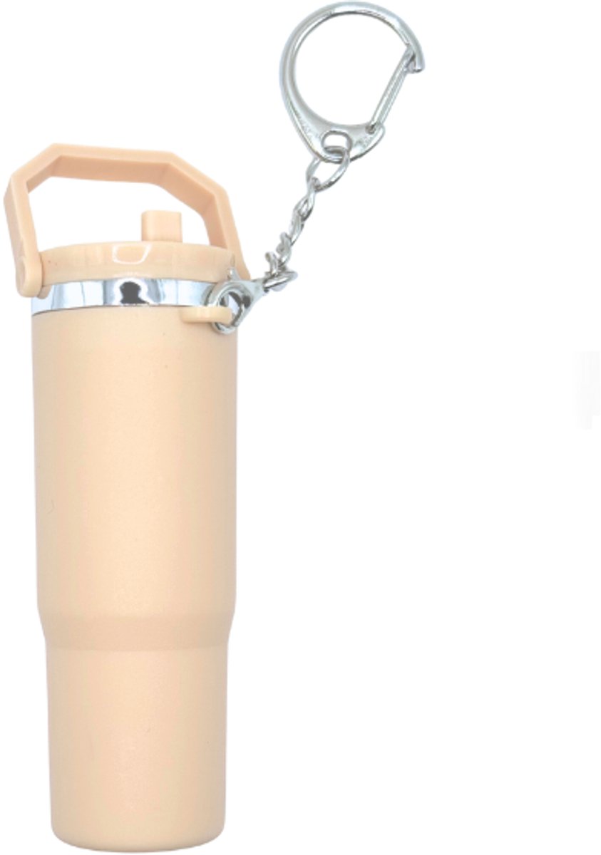 Hanger Drinkbeker - Sleutelhanger - Beige - Miniatuur - Open en dicht draaien - Mini Cup