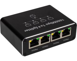 Nuvance Internet Splitter - 4 Poorten - Netwerk Switch - tot 1000Mbps - Netwerk Splitter - RJ45 Cat5 Cat6 LAN UTP Ethernet