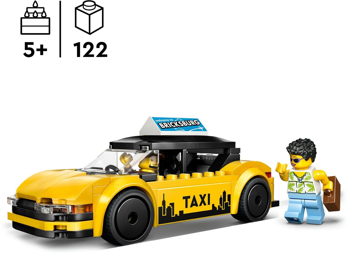 LEGO® City Gele Taxi - Modelautobouwset met 2 Minifiguren - Klassieke Speelgoedtaxi - 60487 — afbeelding 5