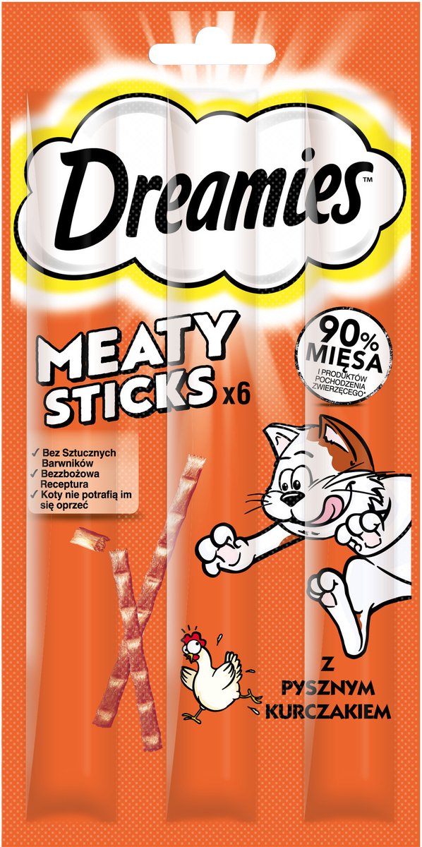 Dreamies Meaty Sticks - Kattensnacks met Kip - Zacht - 6x5g (30g) - Met Taurine