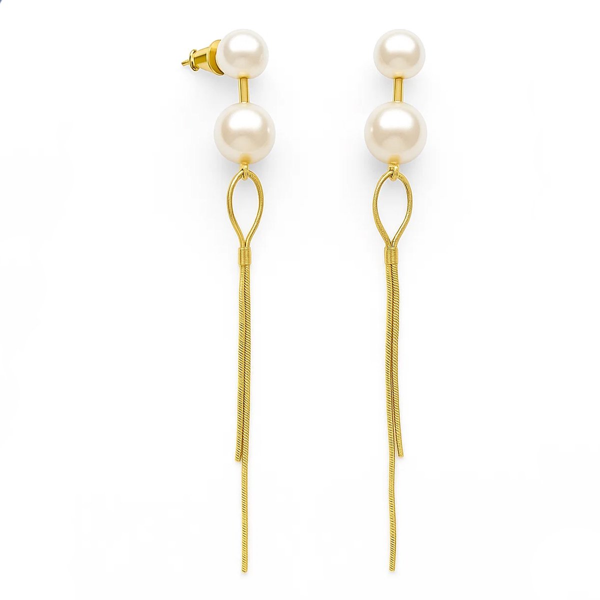 Marama - Oorbellen Pearl Gold - RVS - gold plated - damesoorbellen - nikkelvrij - feestelijk - oorhangers