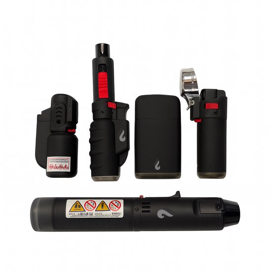 Pyroshopping FireMaster Pro Kit – Turbovlam Aansteker Set – Windbestendig & Navulbaar – Gasbranders voor BBQ, Haard, Vuurkorf & Vuurwerk