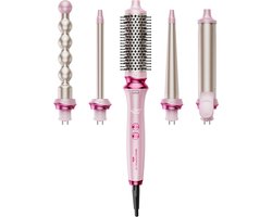 Wavytalk Heatwave Pro - 5-in-1 Curling Wand Set - Professionele Krul- & Stylingtool | 38 mm Blowout Boost Brush, 25 mm Curved Barrel, 13 mm Barrel, 13–25 Tapered Barrel & 32 mm Barrel - Ionisch & Keramisch - Ultieme Stylingkit