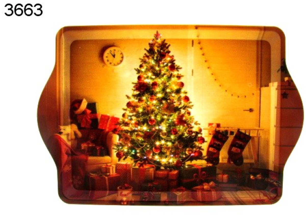 Geharo Dienblad kerst kerstboom - kunststof - 21 x 14 cm