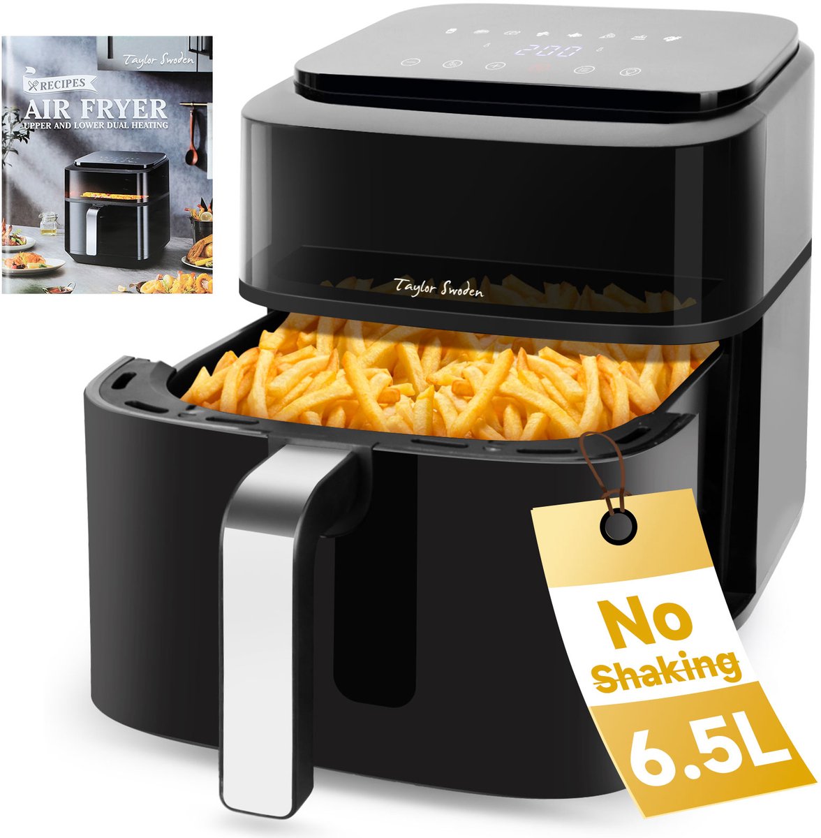 Taylor Swoden - Airfryer XXL - Heteluchtfriteuse - 65L - 1800W - Met Venster - Inclusief Receptenboek - 8 Automatische Programma's - Zwart