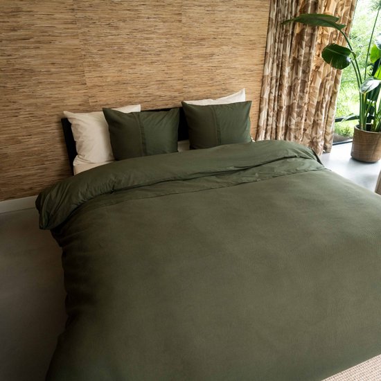 Kayori Erimo Dekbedovertrek Egyptisch Katoen - 240x200-220 cm +2 slopen - Lits-jumeaux - 300 TC Premium Hotelkwaliteit - Donkergroen van Merkloos — afbeelding 3
