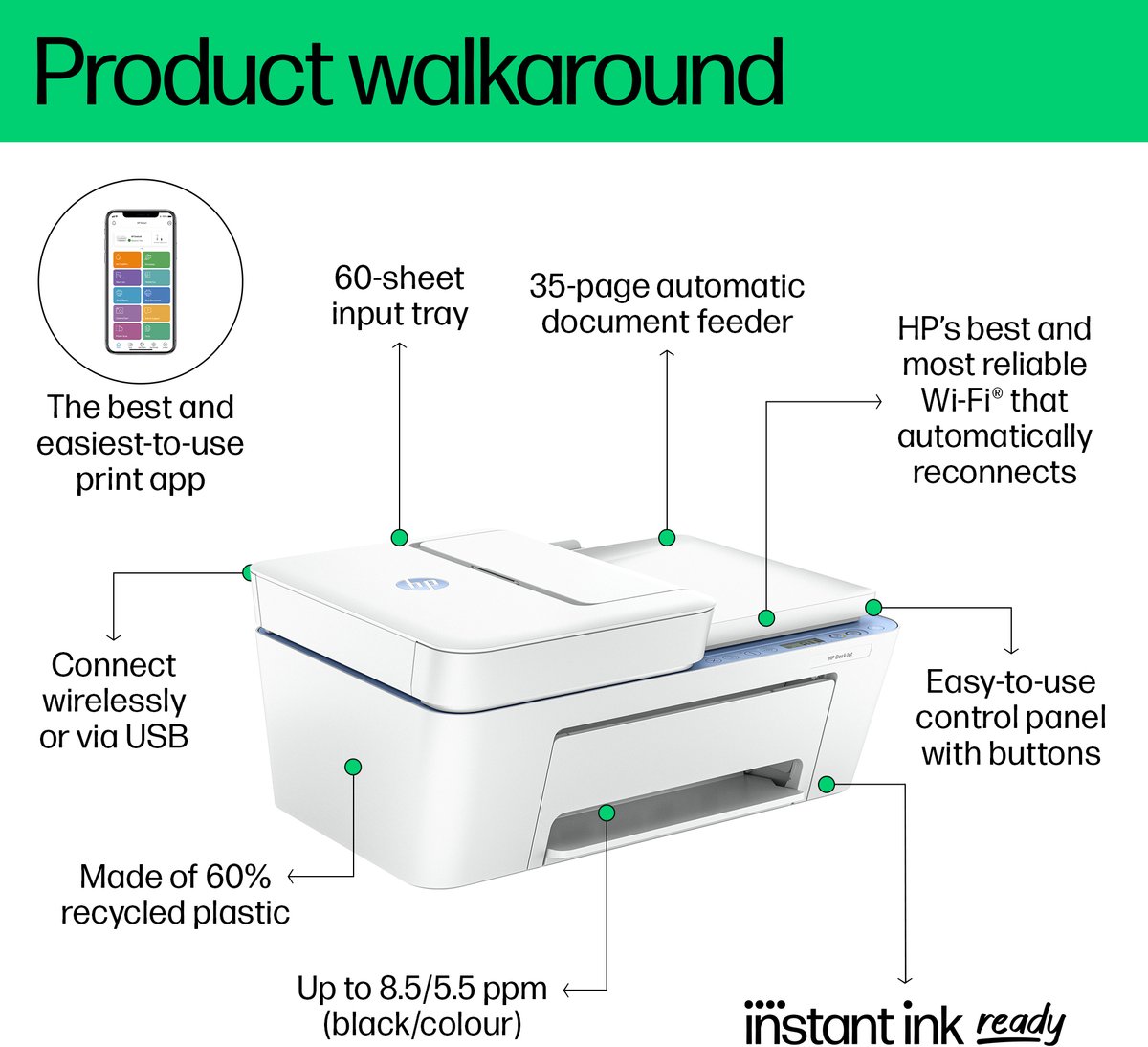 HP DeskJet 4222e - All-in-One Printer - Geschikt voor Instant Ink — afbeelding 4