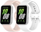 Stravo 2-Pack Classic Kleurige Siliconen Bandjes Geschikt voor Samsung Galaxy Fit 3 – Zacht & Comfortabel Horlogeband – Roze + Wit