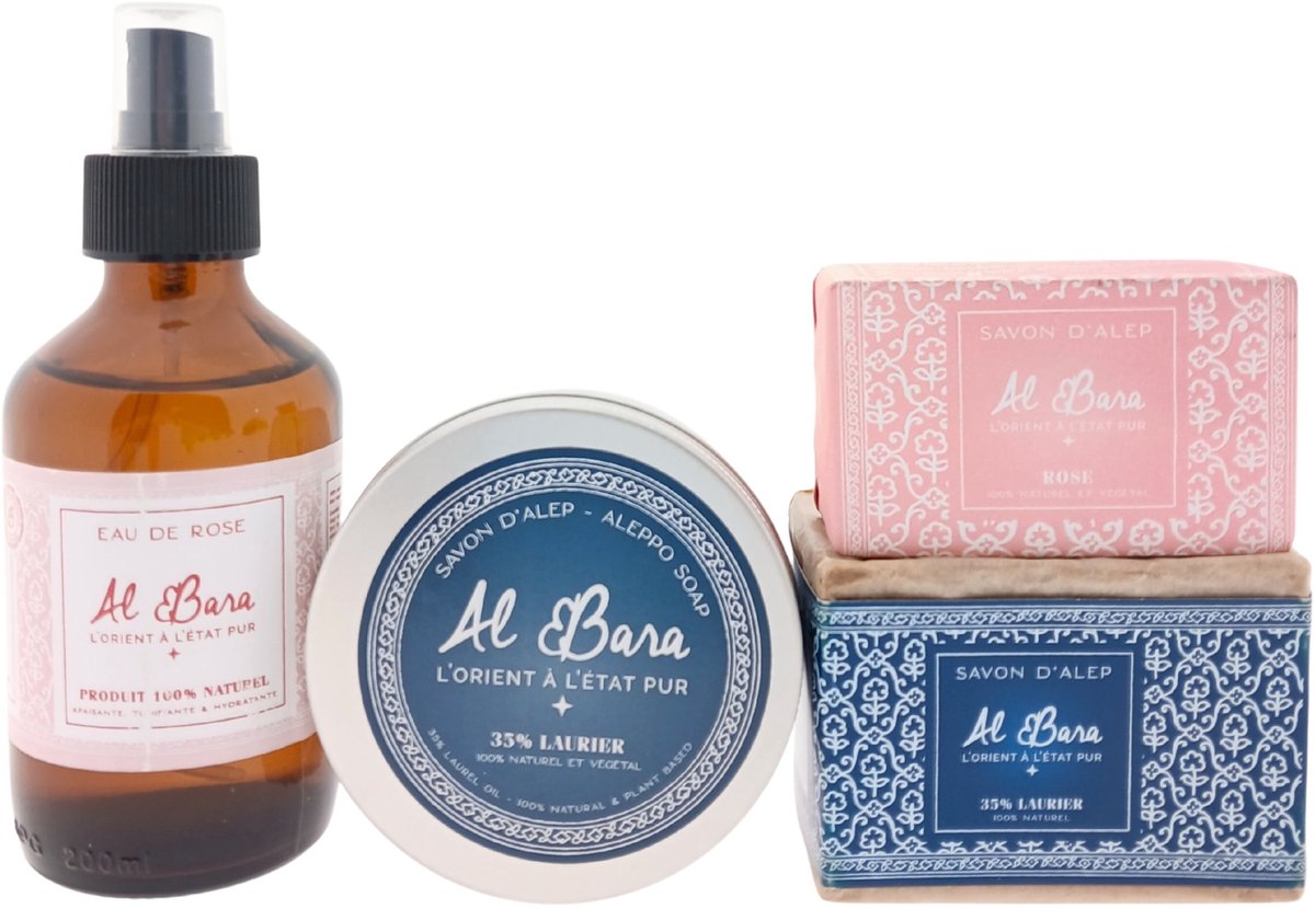Al Bara Rozenwater & Zeep Cadeauset – Laurierzepen & Rozenzeep – Natuurlijk Cadeau voor Iedereen
