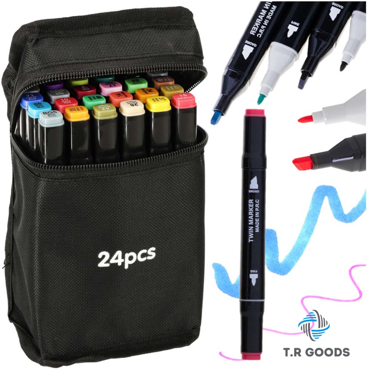 Twin Markers 24 Stuks - Alcohol Markers - Double Sided Markers - 24 Verschillende kleuren - Twinmarkers