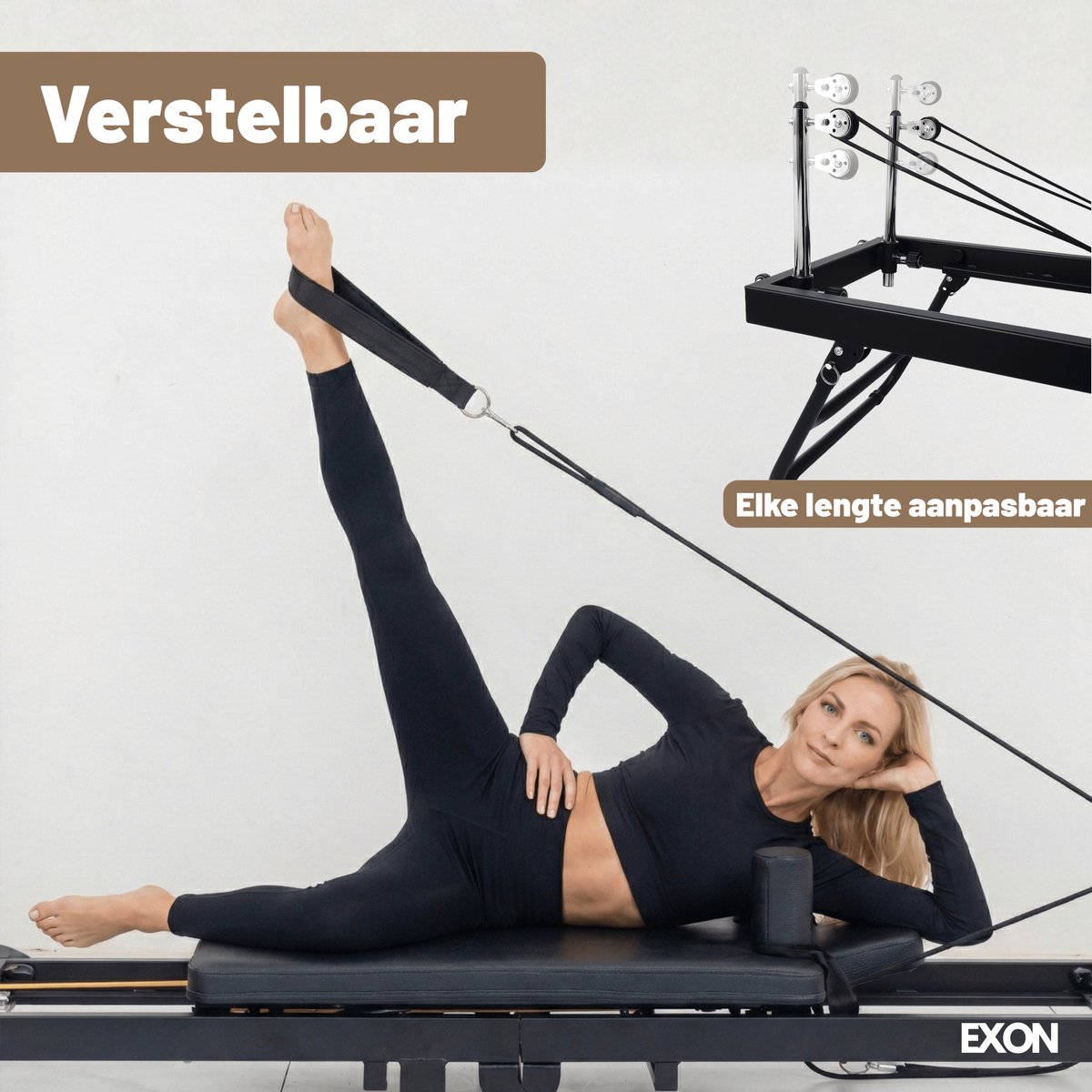 Exon Pilates Reformer Inklapbaar Pilates Bank Zwart - afbeelding 2