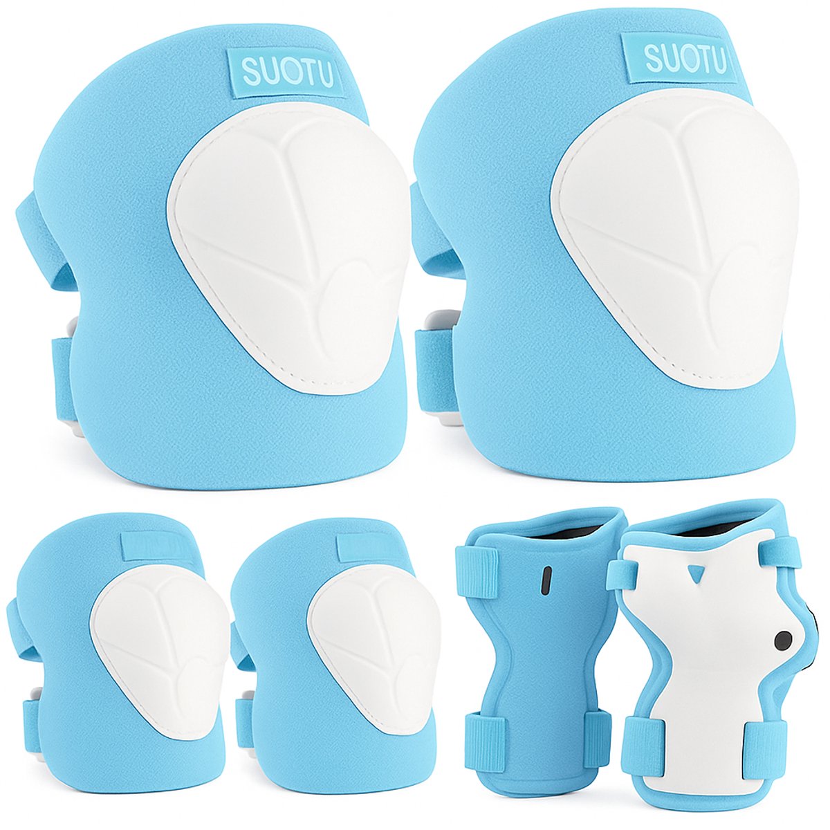 Suotu Skate Beschermset Kinderen Skate bescherming Skeeler Beschermset Lichtblauw