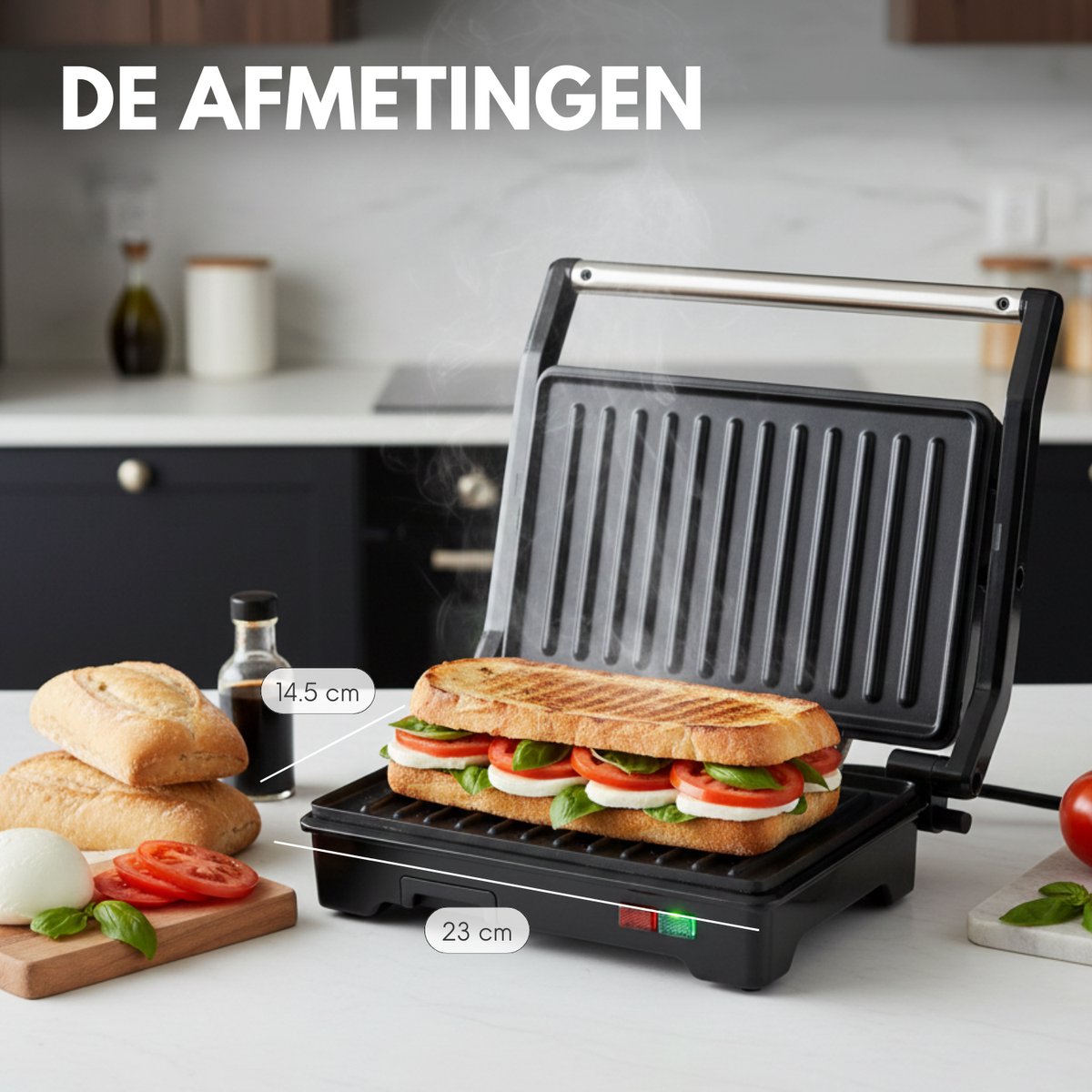 COOK-IT Tosti Apparaat - Contactgrill - Tosti IJzer - 180° Uitklapbaar - Anti-Aanbaklaag - Cool Touch - Croque Monsieur Toestel — cadeau in Kookcadeaus - foto 4