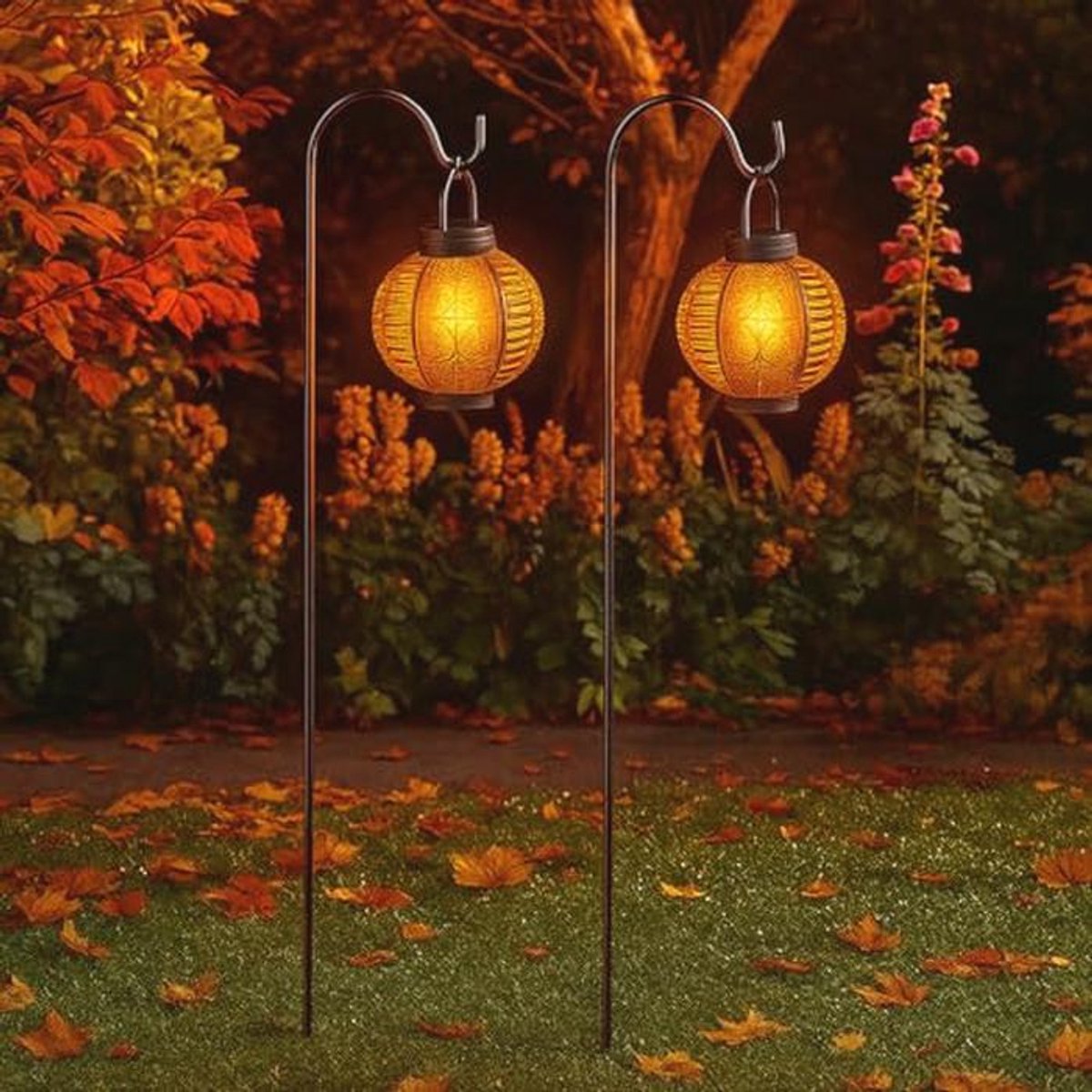 Zon Energie LED Lantaarn met Vlameffect voor Tuin en Terras - Hanglampen voor Buitenverlic