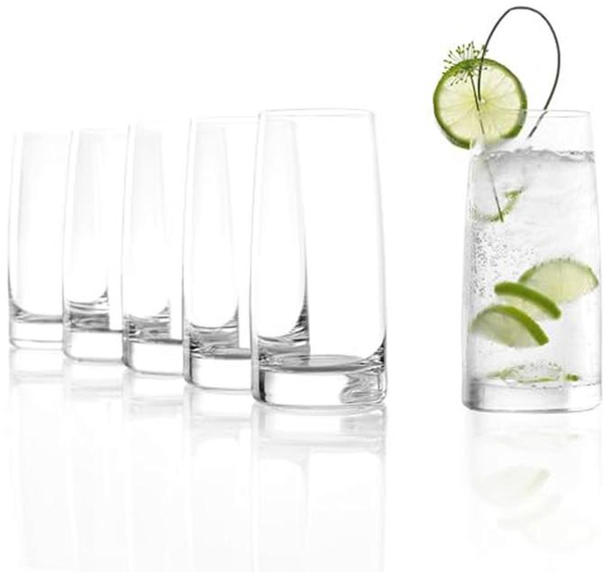 Elegante Highball Glazen Set van 6 - 480ml - Perfect voor Water, Cocktails en Sap - Hoogwaardige Kristallen, Vaatwasser- en Schokbestendig