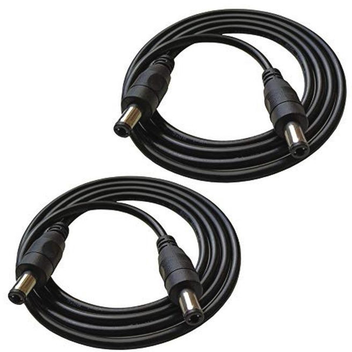 Stekker naar stekker verlengkabel 2,1 mm/2,5 mm DC 100 cm - Zwart