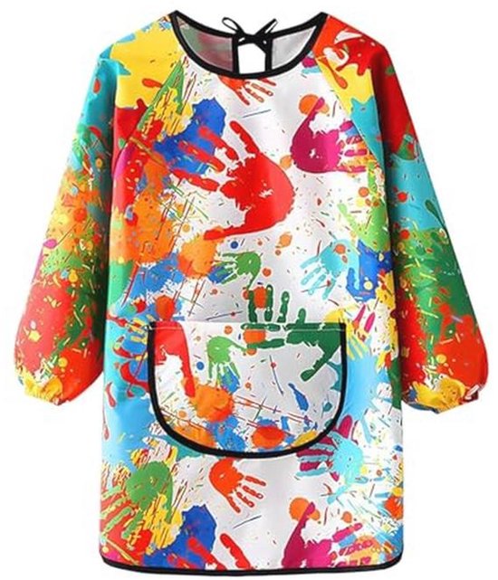 OSDUE Schilderschort voor kinderen, kinderschort met zakken, schildersjas kinderen, knutselschort kinderen, waterdichte kinderschilderjas voor school, kunst, schilderen, koken