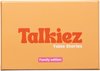 Oranje speeldoos van Talkiez 'Family edition' met deksel.