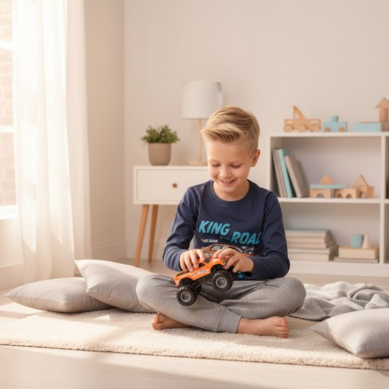 Pyjama Garçon - Ensemble pyjama - Katoen - Blauw - King of the Road - Monster Power - 4032 - 5-6 ans