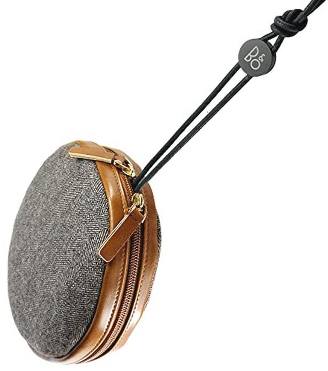 Bruine Tweed Hoes voor Bluetooth Luidsprekers - Visgraat Design