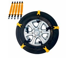 Sneeuwkettingen voor auto's - Winterbanden voor auto's en vrachtwagens - TPU + stalen sneeuwkettingen - Herbruikbare bandenriemen - Sneeuwkettingen - Universele, verstelbare, draagbare sneeuwkettingen voor noodgevallen - Winterveiligheid - Geel - 5-p