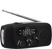 Draagbare noodradio - Powerbank 2000 mAh - Zaklamp - Solar opwindbaar - Noodpakket - Kunststof - Zwart