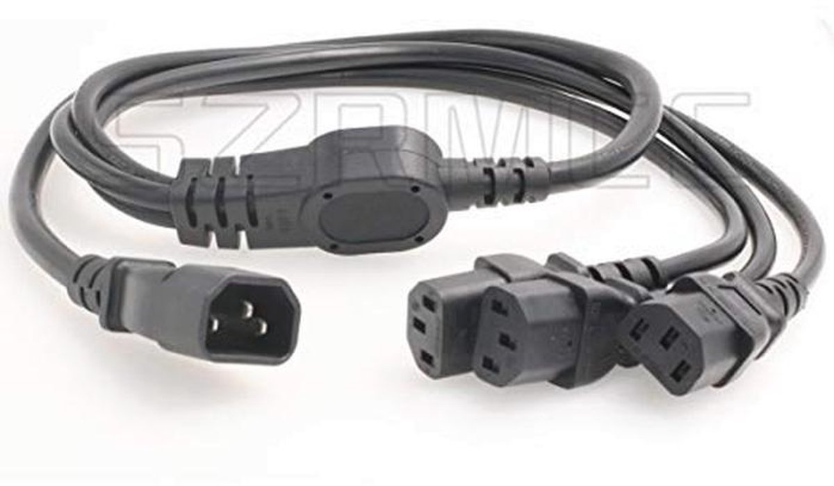 Y Splitter Voedingskabel IEC320 C14 naar 3 x C13 10A 250V Verlengkabel (3xC13 1m)