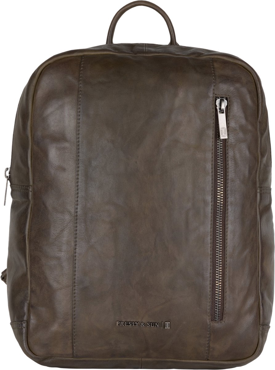 Presly & Sun Heren - Leren rugzak - Olive