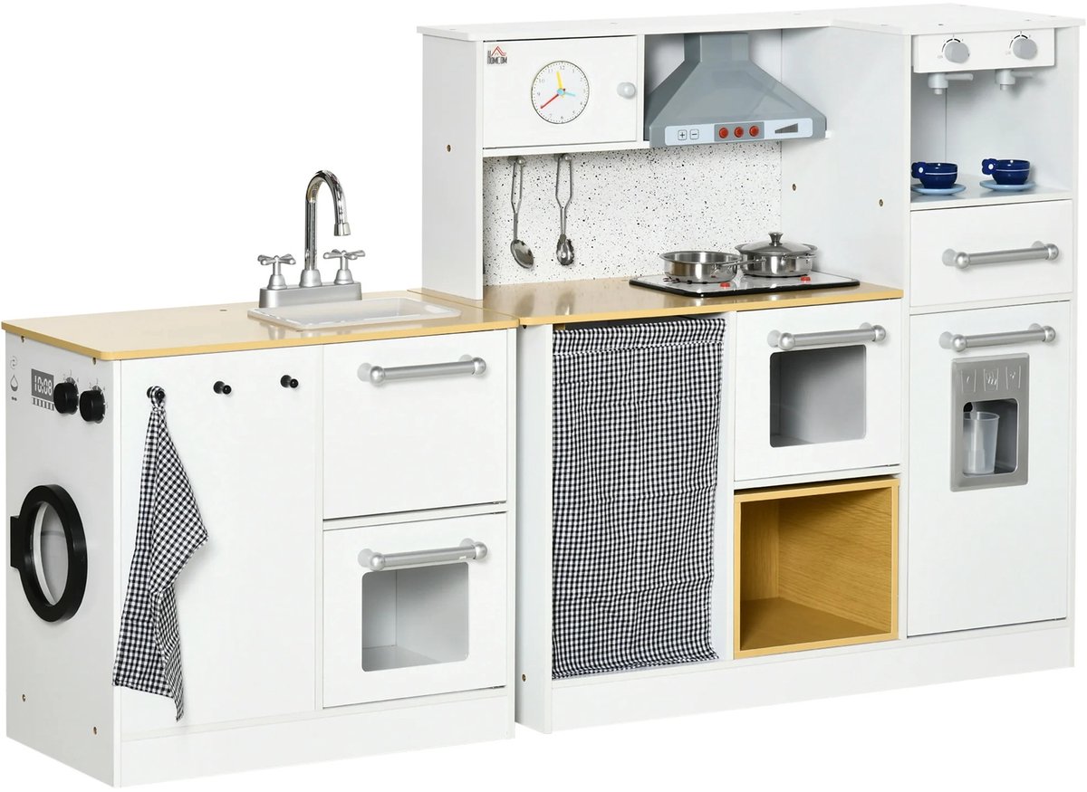 ROOTY Speelgoed keuken - Kinderkeuken - Houten keuken speelgoed - Voor kinderen vanaf 3 jaar - Met licht en geluid - Wit en natuurlijk - Hout