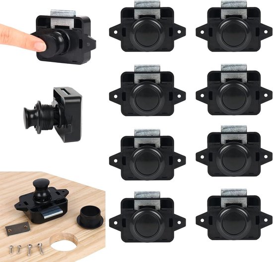 5 stuks SOTECH push-lock meubelslot Campia, RVS-look mat, drukslot voor