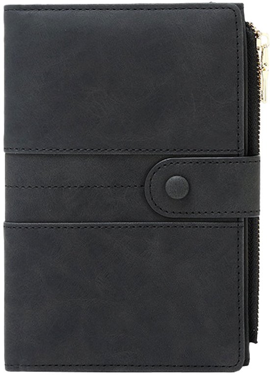 longziming - Porte-passeport de voyage avec blocage RFID – Pochette passeport et carte de vaccination pour hommes et femmes – Y compris compartiments pour cartes de crédit et poche à fermeture éclair – Zwart