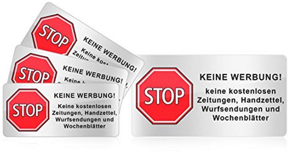 Weerbestendige brievenbus sticker set met 'STOP GEEN WERBUNG!'