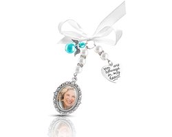Bruiloft Boeket Foto Bedel - Charm Frame voor Bruiden - Memorial Charm met Je Bent Altijd In Mijn Hart