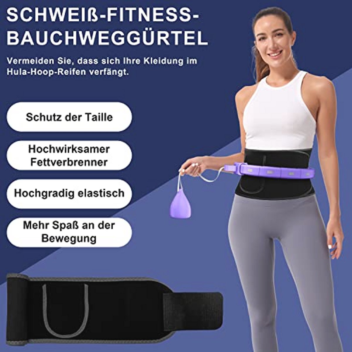 Slimme Fitness Hoepel voor Volwassenen en Beginners - Hulahub Fitnessband om Af te Vallen met Gewicht, Teller en Noppen - Lila
