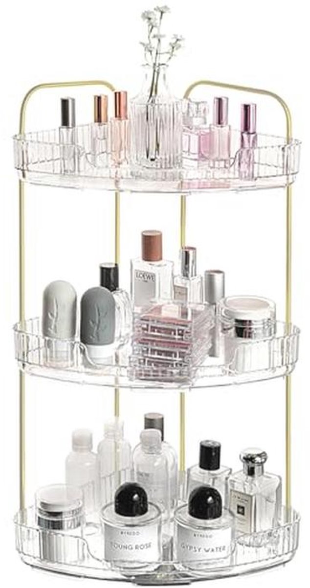 Transparante Make-up Organizer met 3 Lagen voor Badkamer en Slaapkamer