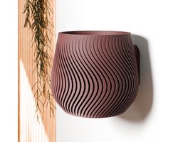 Fleuriek - Hangende bloempot modern design - Lichtgewicht & duurzame plantenpot van bioplastic, voor kleine en middelgrote kamerplanten - Rode plantenpot - Ø12 cm
