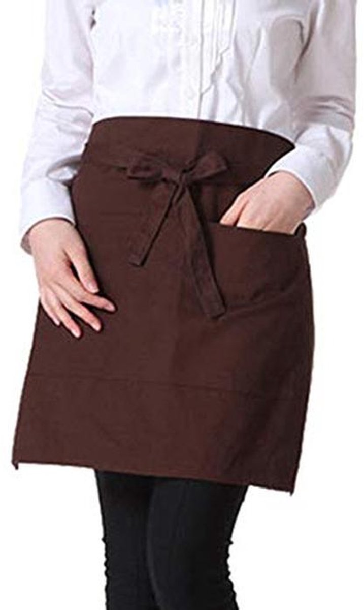 Taille Schort met 2 Zakken - Katoenen Korte Schort voor Restaurant en Keuken