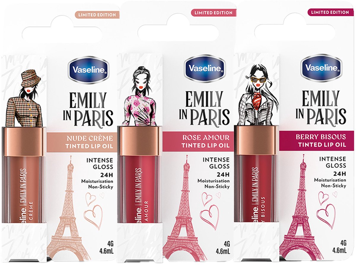 Vaseline x Emily in Paris Lip Oil Limited Edition Mix Pack (3x4g)