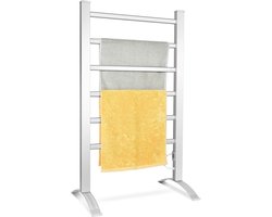 COSTWAY Handdoekradiator, elektrisch, 53 x 86 cm, 2-in-1 badkamerradiator en handdoekhouder, handdoekdroger, 100 W, handdoekverwarmer, staande en wandmontage, zilver
