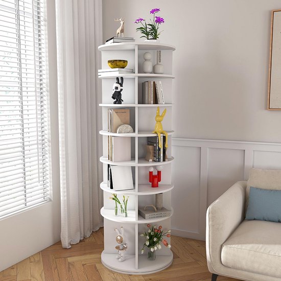 EUGAD Draaibare Boekenkast 5 Niveaus - 360° Open Rek Licht Eiken 40 X 155 X 40 Cm