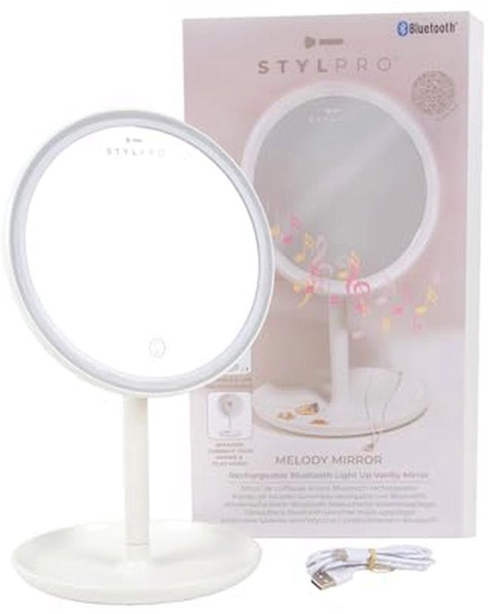 Oplaadbare Bluetooth Make-up Spiegel met Dimbare Verlichting en Ingebouwde Luidspreker