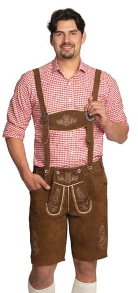 Traditionele Korte Lederhosen voor Heren - Perfect voor Oktoberfest, Beschikbaar in Maat XS t/m 5XL